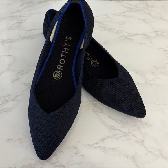 Rothy's The Point Pointed-Toe Ballet Flats Navy Size 7 - Picture 1 of 9